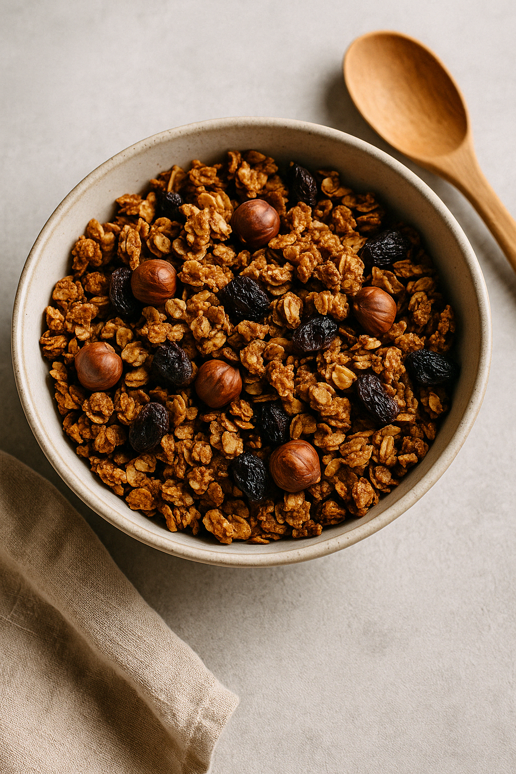 Hausgemachtes Granola mit Haselnüssen & Rosinen