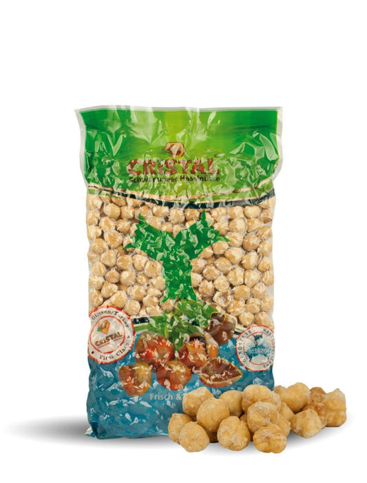 Serviervorschlag: 500g geröstete und gesalzene Haselnüsse als natürlicher Premium-Snack von Cristal Organics
