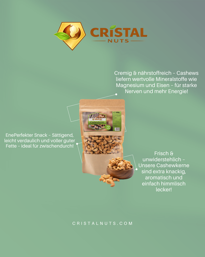 1kg Geröstete & Gesalzene Cashewkerne – Premiumqualität in Wiederverschließbarer Verpackung