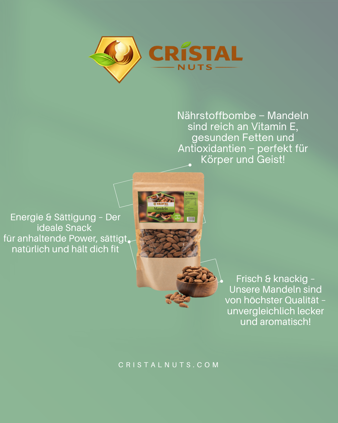 Geröstete & Gesalzene Mandeln 1kg – Premium-Qualität in wiederverschließbarer Tüte